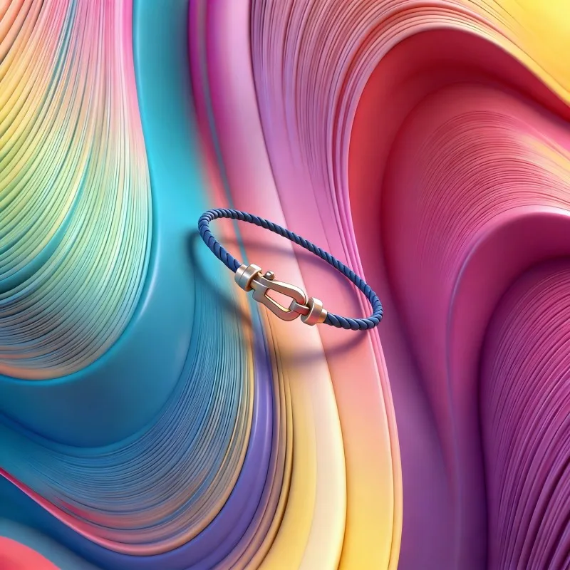 

High-quality Force10 horse knot bracelet in silver with 18K rose gold, for both men and women, a couple's style bracelet.