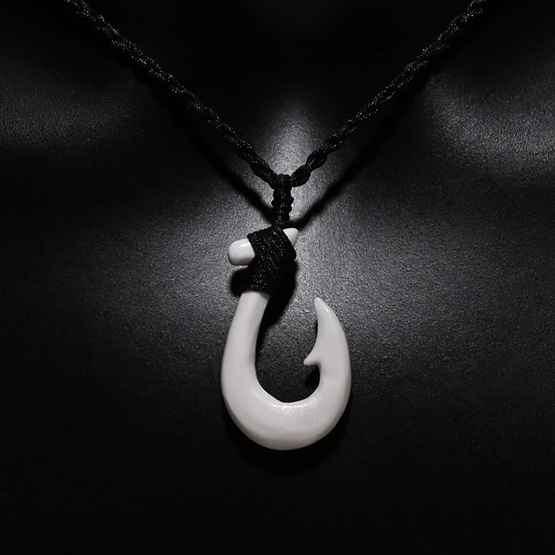 GX001 joyería hecha a mano para hombre, tripas primitivas, colgante Maori de Nueva Zelanda, gargantilla de anzuelo de hueso de Yak, collar para mujer para surf