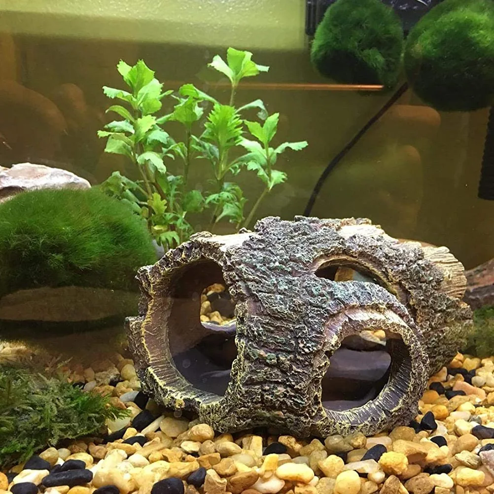 

Simulated Tree Trunk Hides Holes Fish Tank Decor Aquarium Decoration Reptile Tank nament Shrimp Hideout Durable Resin Fresh Salt