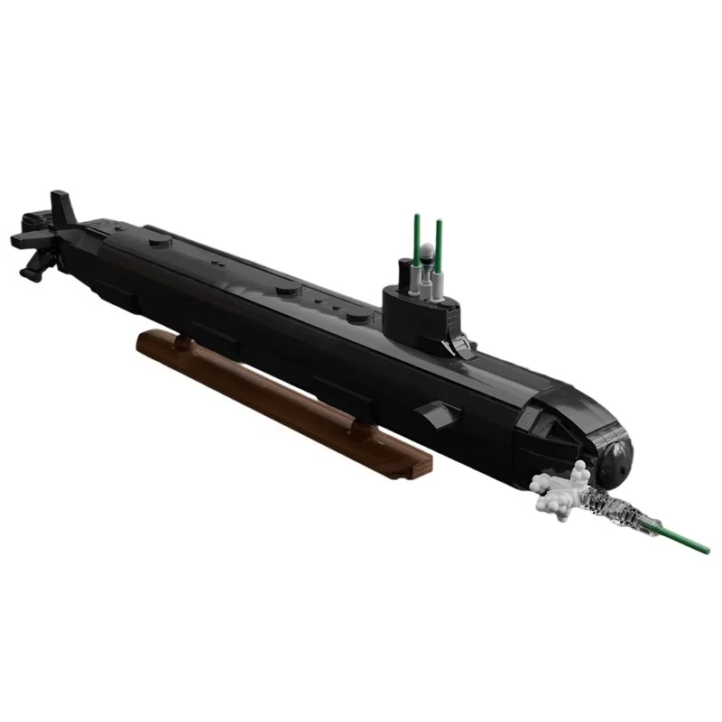 MOC Virginia-class Submarine Building Blocks Nuclear-Powered Model Kit Navy Ship DIY Bricks with Rotating Propellers Adults Gift