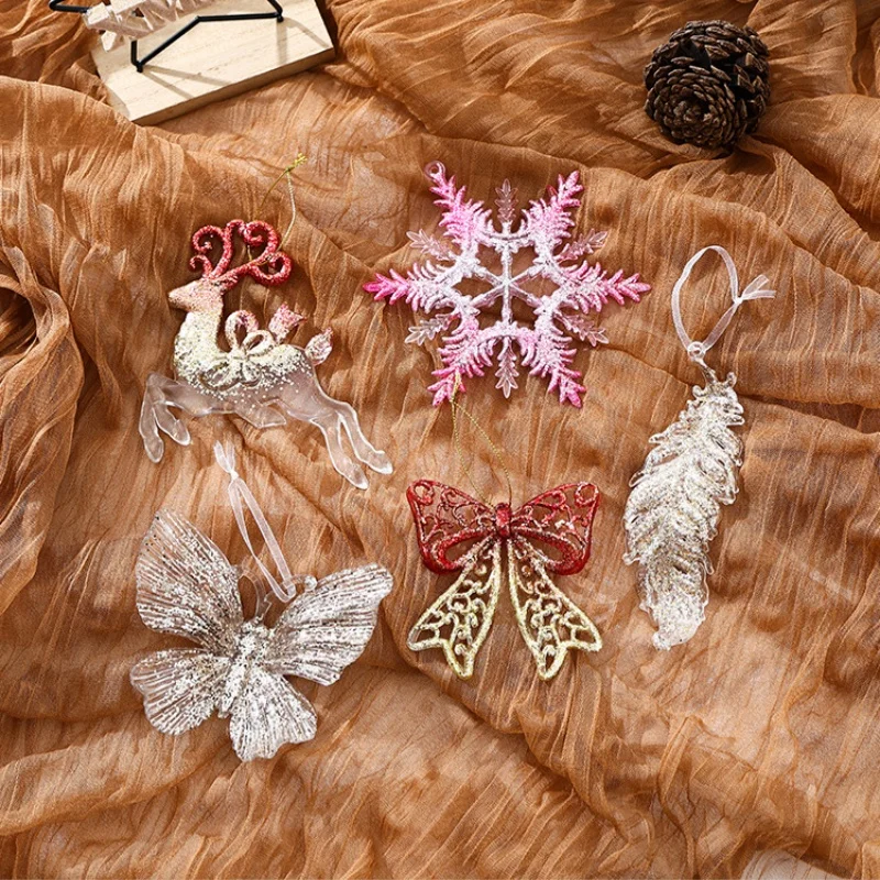 

New Christmas Decorations Sequins Acrylic Pendant Transparent Sprinkles Snowflake Pendant Christmas Tree Scene Decoration