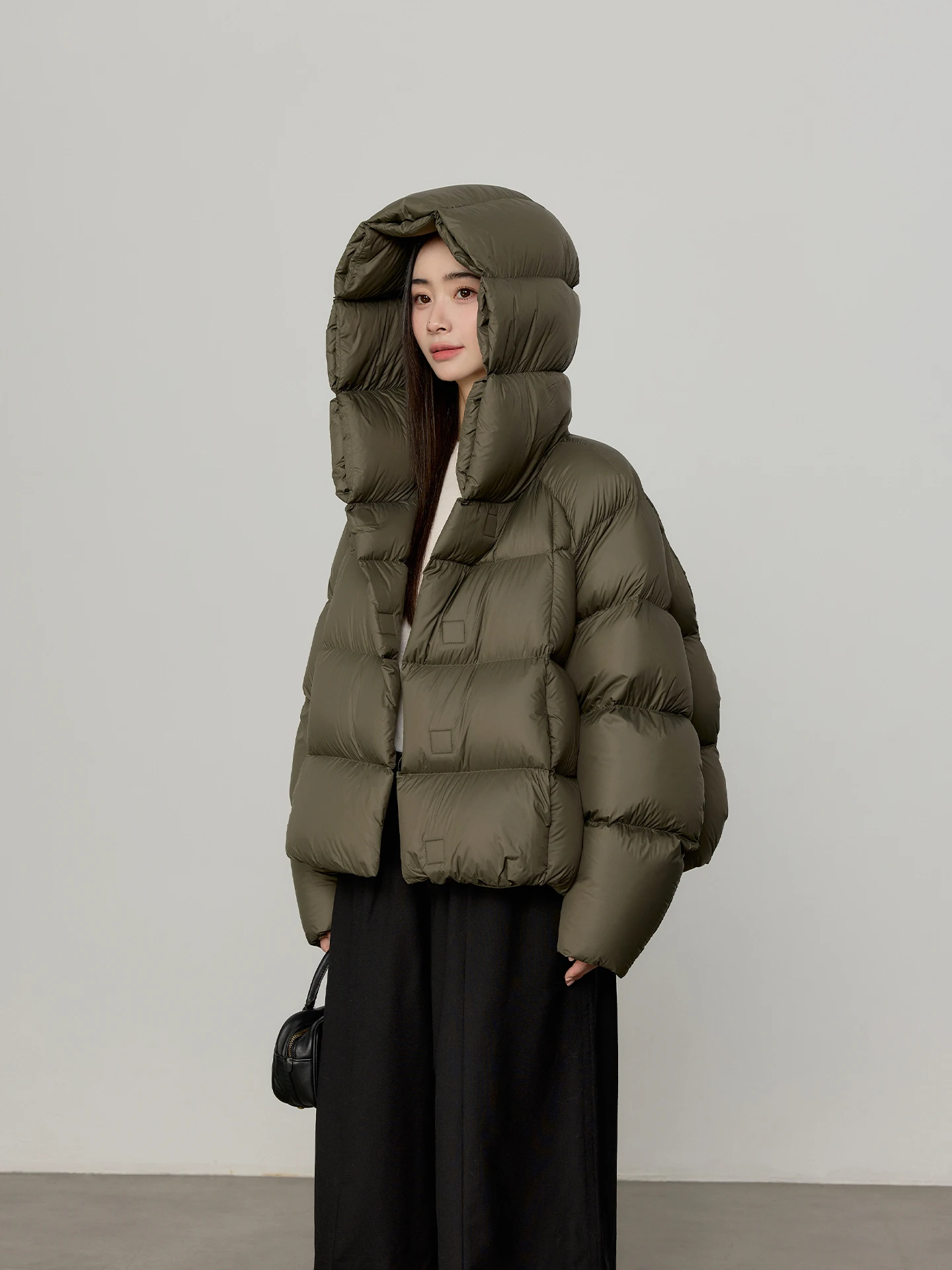 

Iceberg Boundary Winter Puffball down Jacket Women's Shape 90 White Goose down Hooded Coat New Model Casual Style Thick Warm