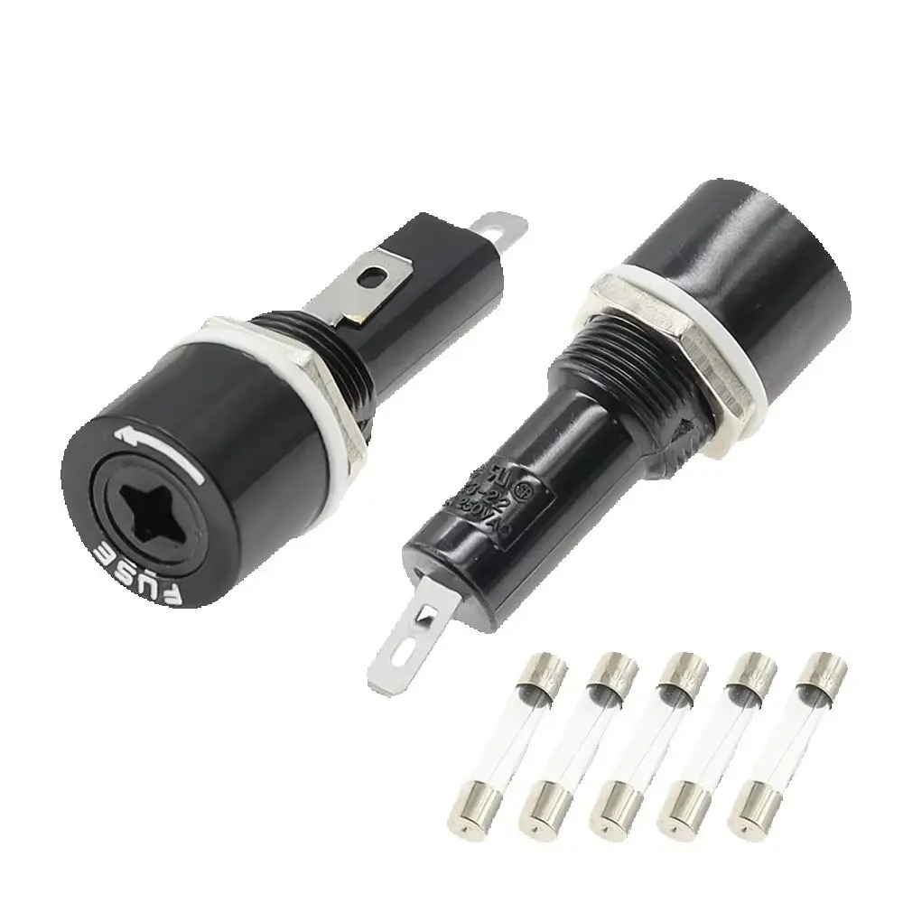 R3-22 Panel Mount Chassis Fuse Holder For 6x30mm Glass Fuses 10A 250V 6*30 High Temperature Resistant