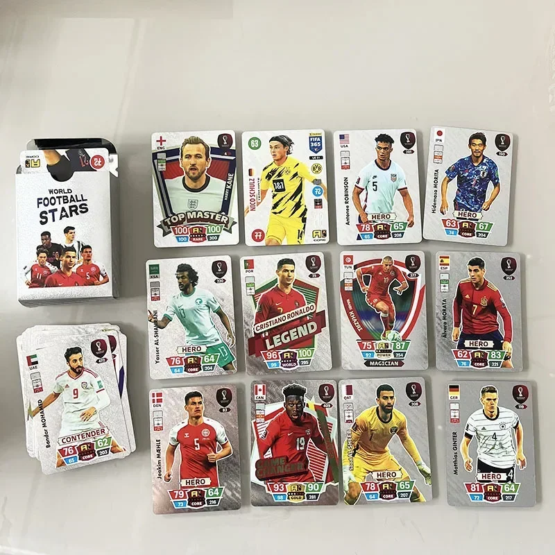 55pcs Football Star Cards FIFA Top Class World Cups Messi Ronaldo Collection Limited Gold Silver TCG Kids Birthday Gifts