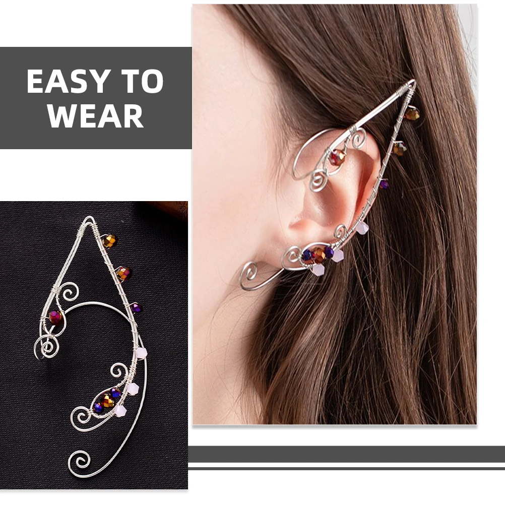 

Unpierced Elf Cuff Earrings Non Piercing Colorful Fairy Ear Accessories Claw Clips for Women Cosplay Aesthetic Costume