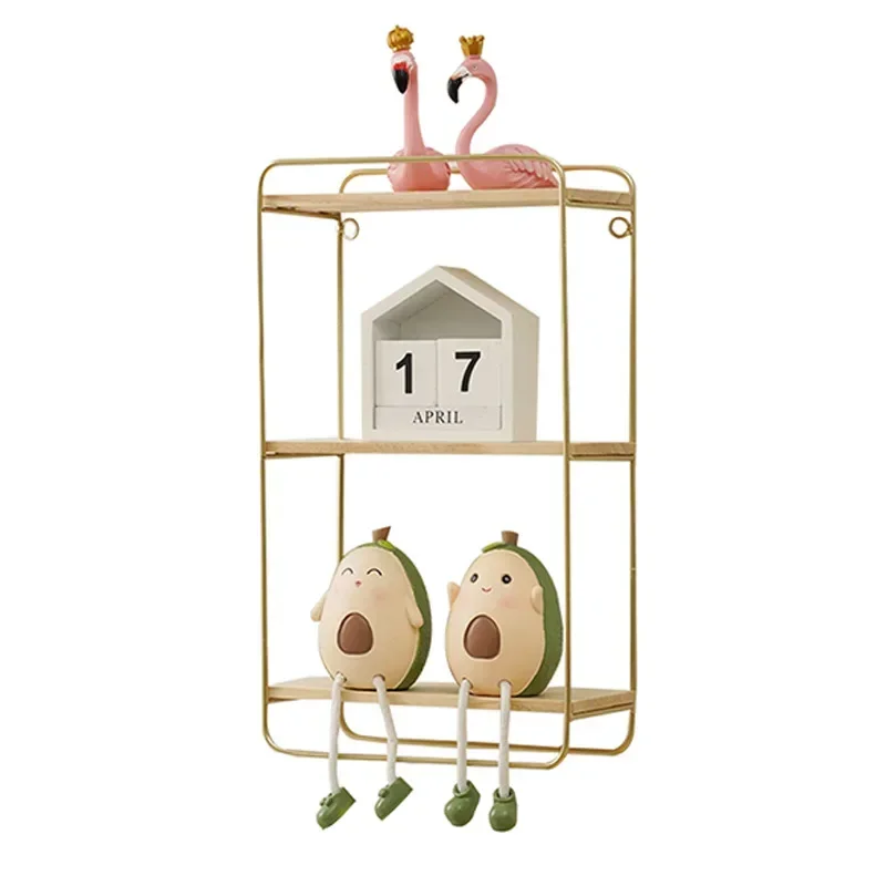 Floating Rectangular Shelf Wall Mounted Metal Framed With Wooden Floor For Wall Storage Display Household Items Home Decoration