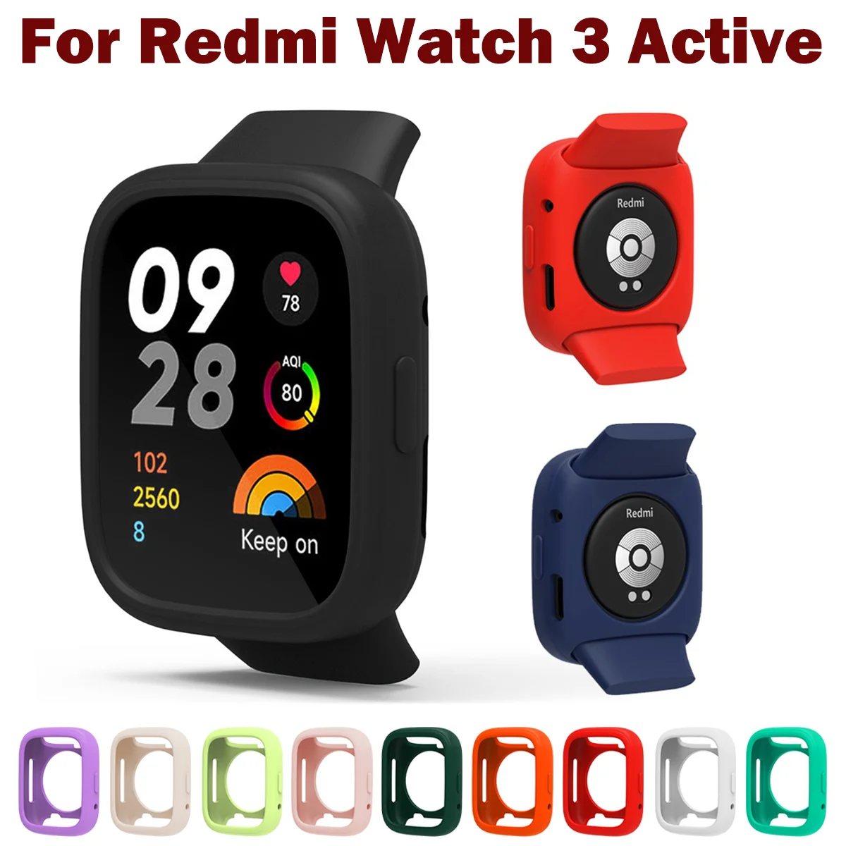 Capa protetora de silicone para Xiaomi Redmi Watch 3, Active Case, Shell Frame, Bumper Protector, Acessórios Smartwatch, Candy Colors