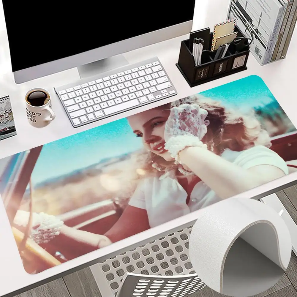 L-Lana Del R-Rey S-Singer Mouse Pad 900x400mm Keyboard PC Desk Pads HD Printing Computer Double Sided Leather 80x40cm Non-slip P