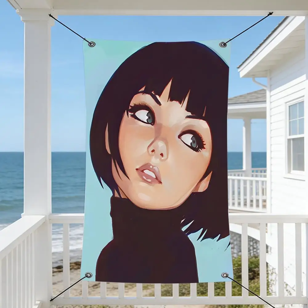 Artist I-Ilya K-Kuvshinov Flags Cozy Home Flag 4 Grommets Anti-Wrinkle Waterproo  Indoor
