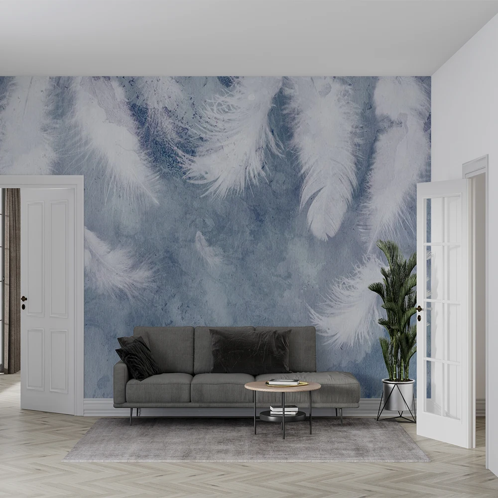 Customized 3D abstract feather Nordic TV sofa background wall mural wallpaper