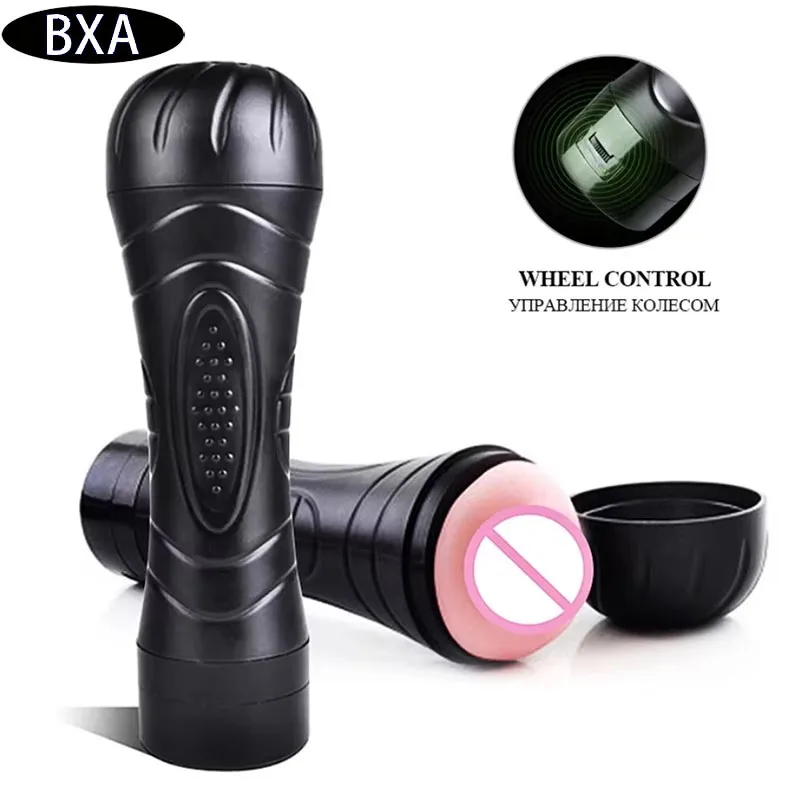 vibrate Male Masturbator Pocket Pussy Reusable Soft Silicone Real Vagina Penis Masturbation Cup Vibrating Massager Sex Toys for