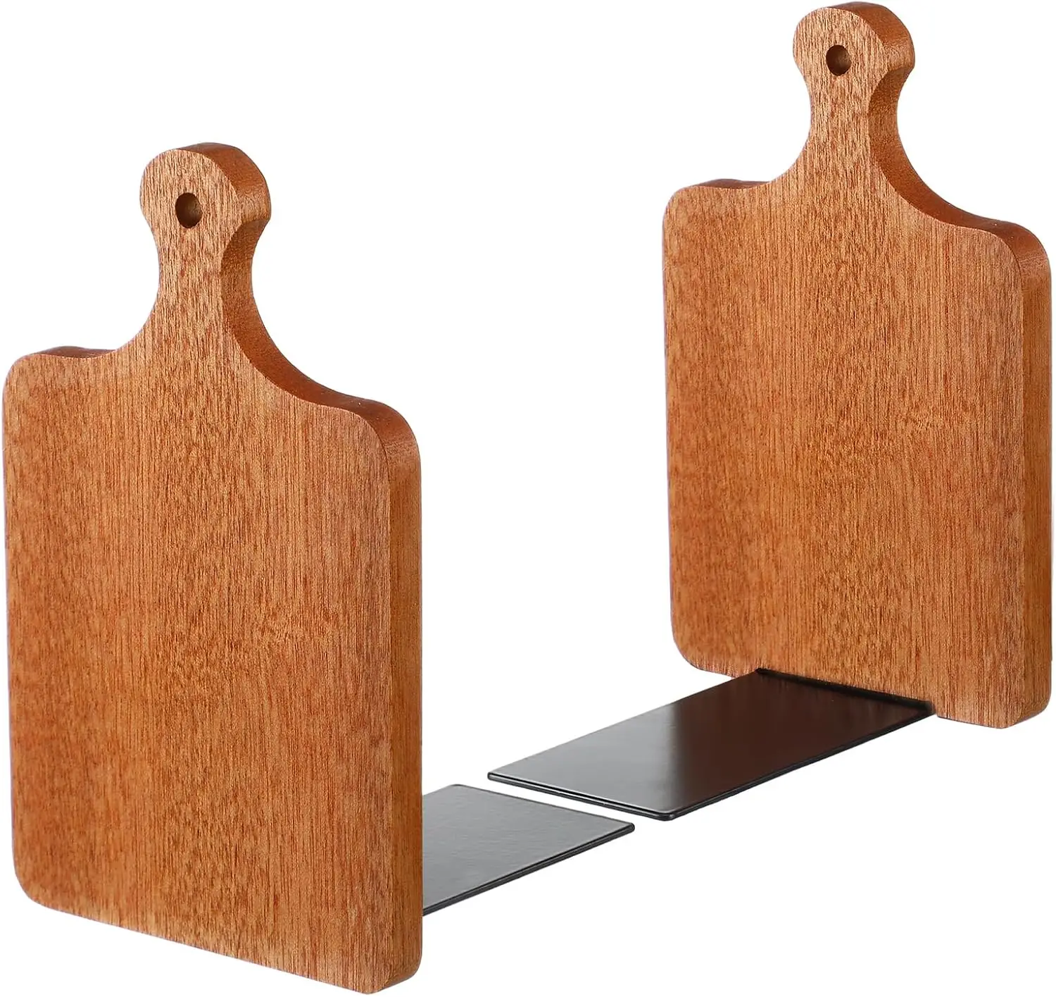 

Wooden Bookends for Kitchen, Cookbook Cutting Board Style, Heavy Duty for Magazines Files, Brown Ebony