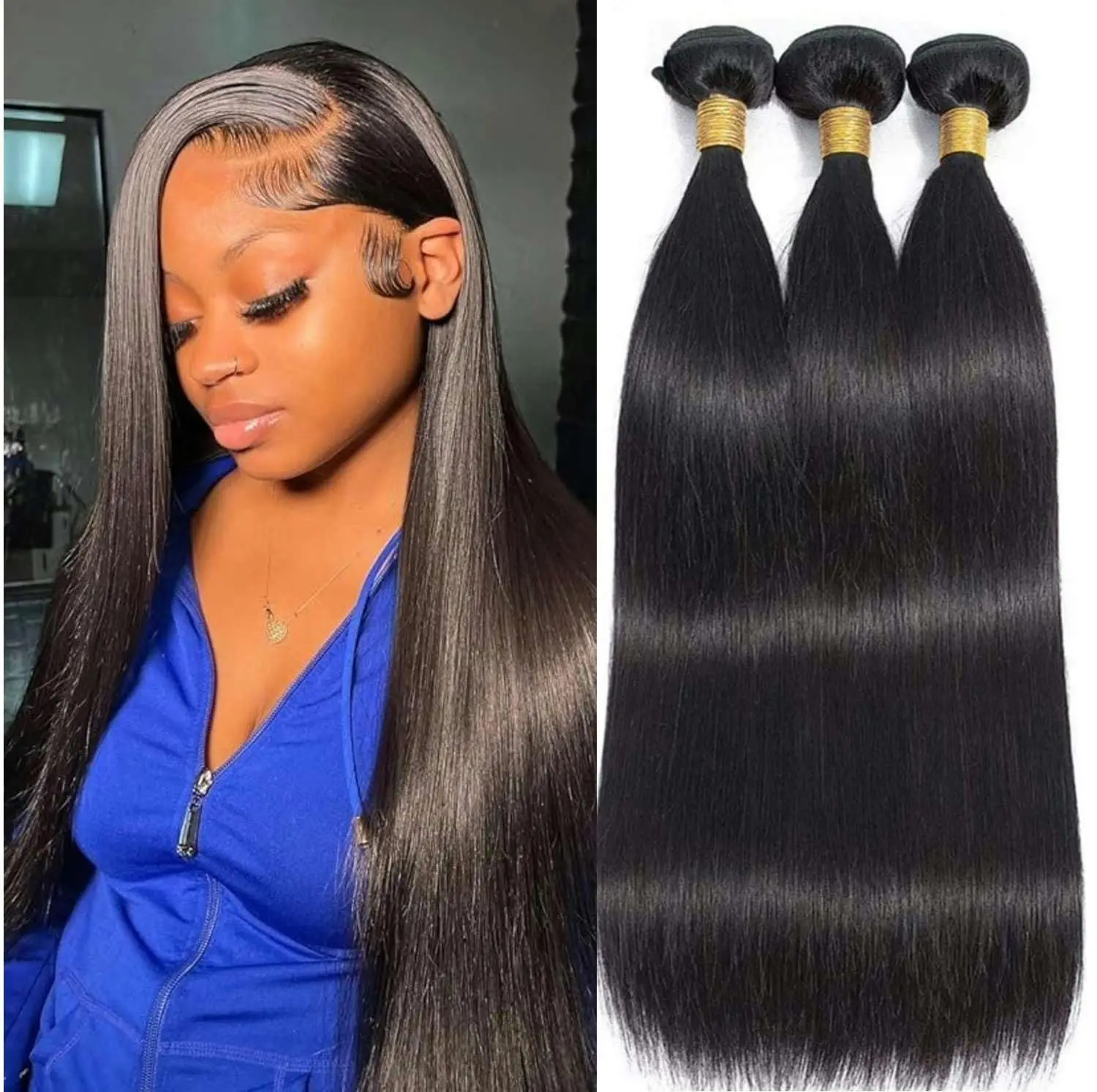 Brazilian Straight Hair Bundles Straight Human Hair Bundles 18 20 22 24 Inch Straight Weave Bundles Human Hair