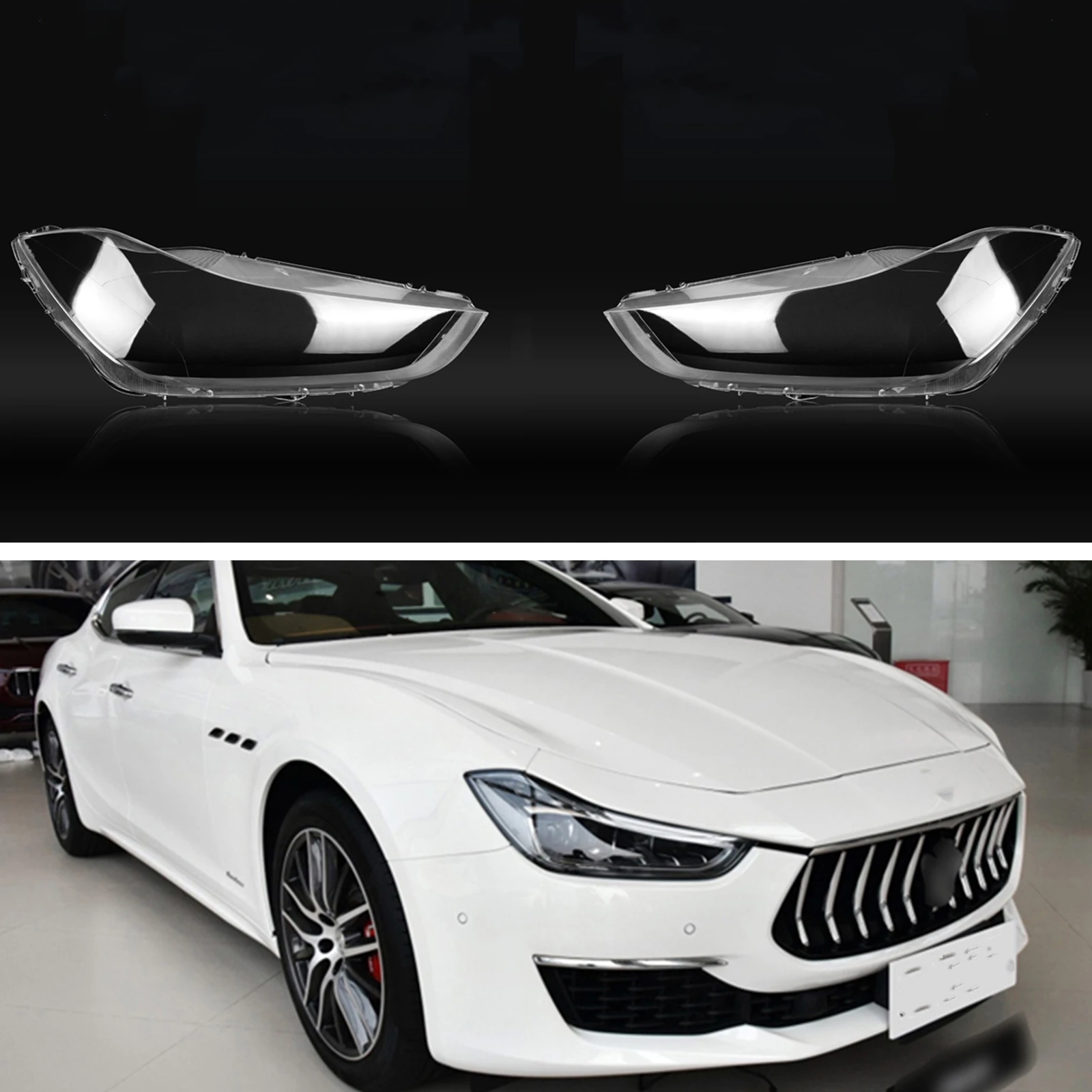 

Pair Headlight Lens Cover For Maserati Ghibli 2014-2022 Clear Car Front Head Light Lamp Cap Shell Lampshade Headlamp Case Trim