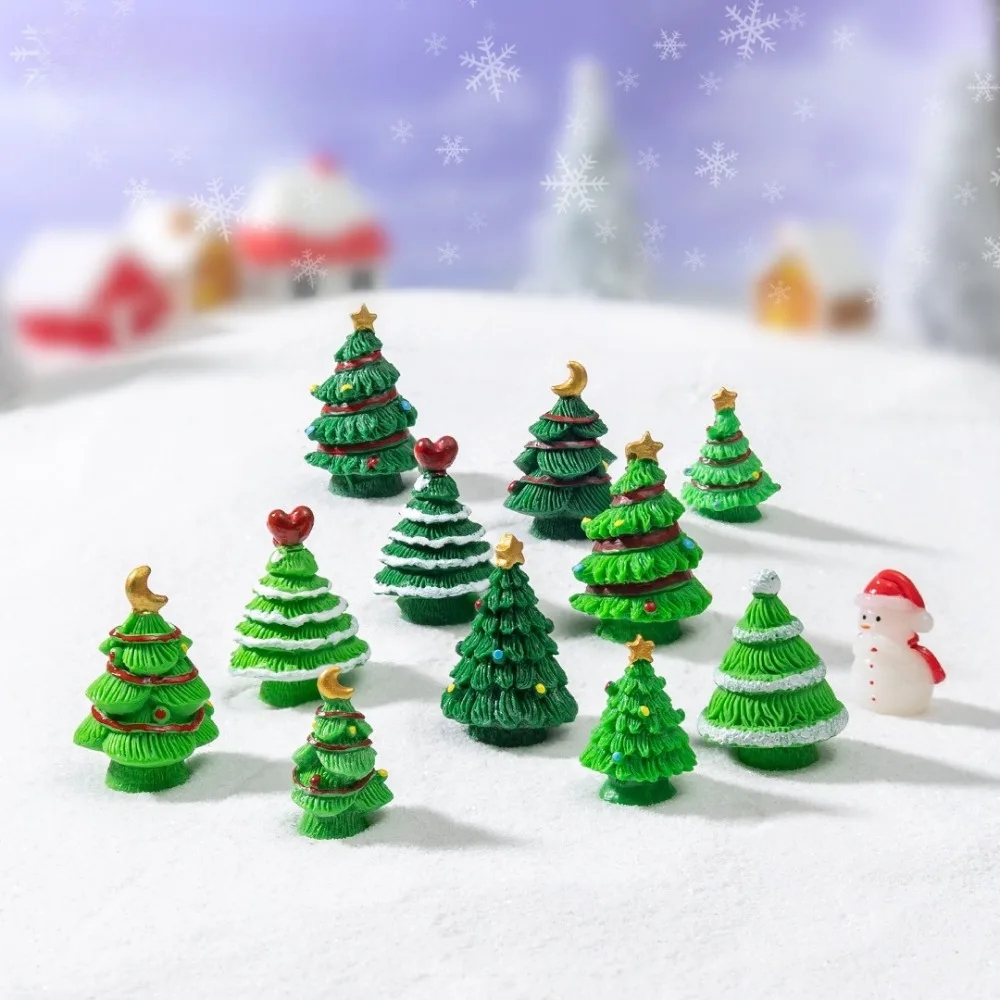 Mini Resin Christmas Tree Ornaments, Micro Landscape Home Decor, Xmas Party Favors, Gift Bag Fillers, Desktop Decor, 5‑30Pcs