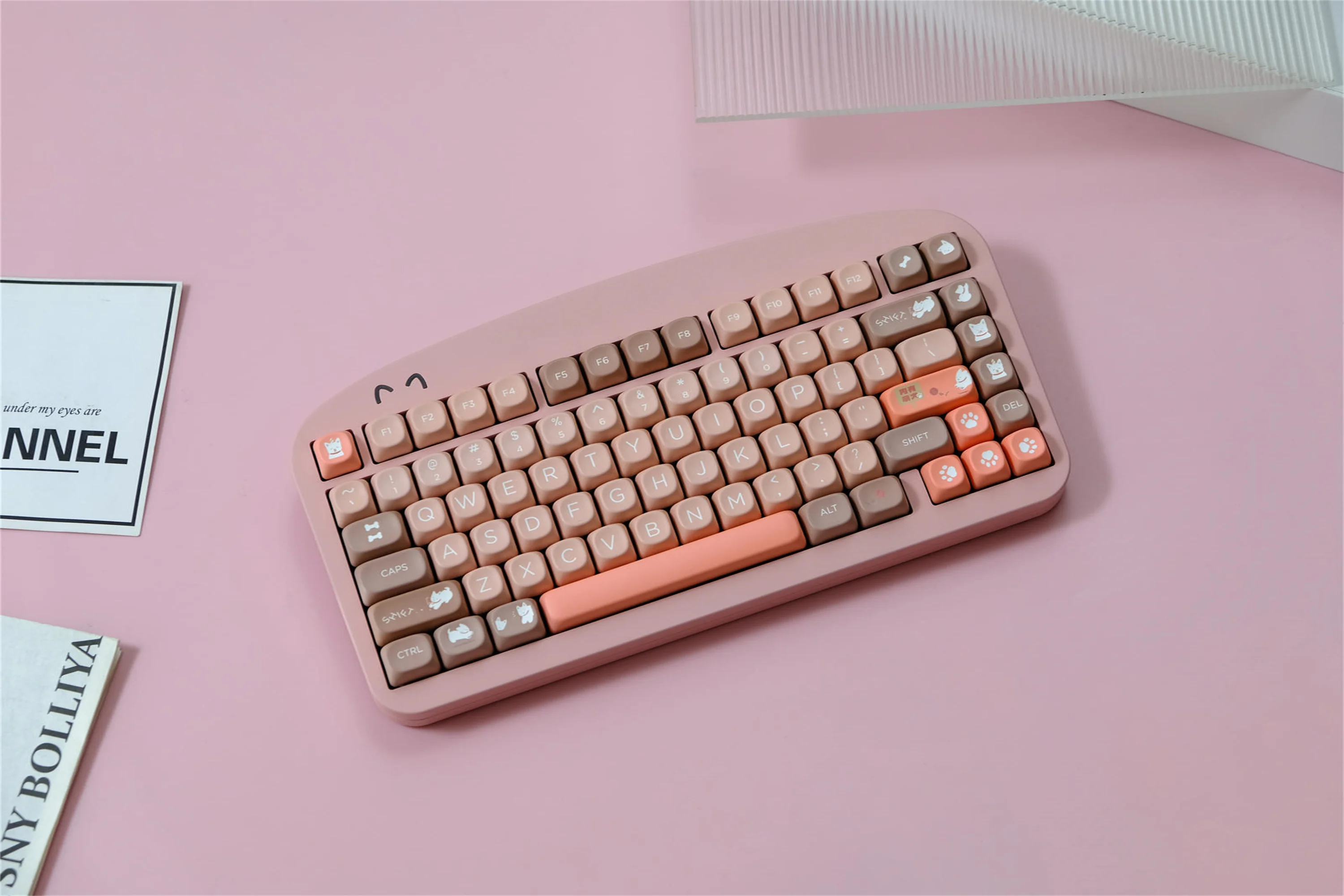 Cute Dog 126 Keys Keycaps Set PBT Material MOA XOA Profile Keycap DYE-SUB Wooting For CHERRY MX Switch Mechanical Keyboard