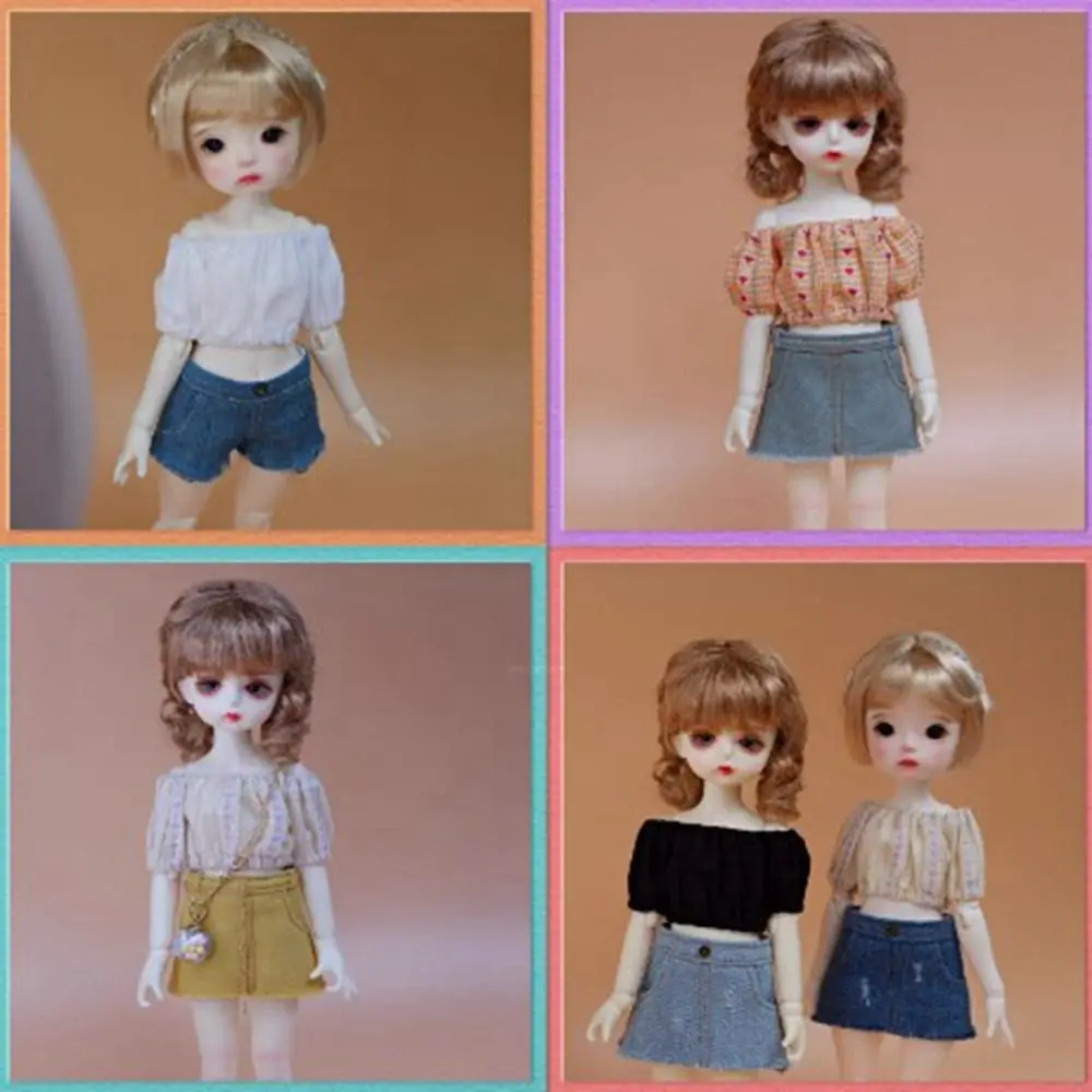 Mode Schulter elastische Falten Hemd süße lässige Prinzessin vielseitige tägliche Tops Mini für 1/4 1/6 BJD 30/45 cm Puppe