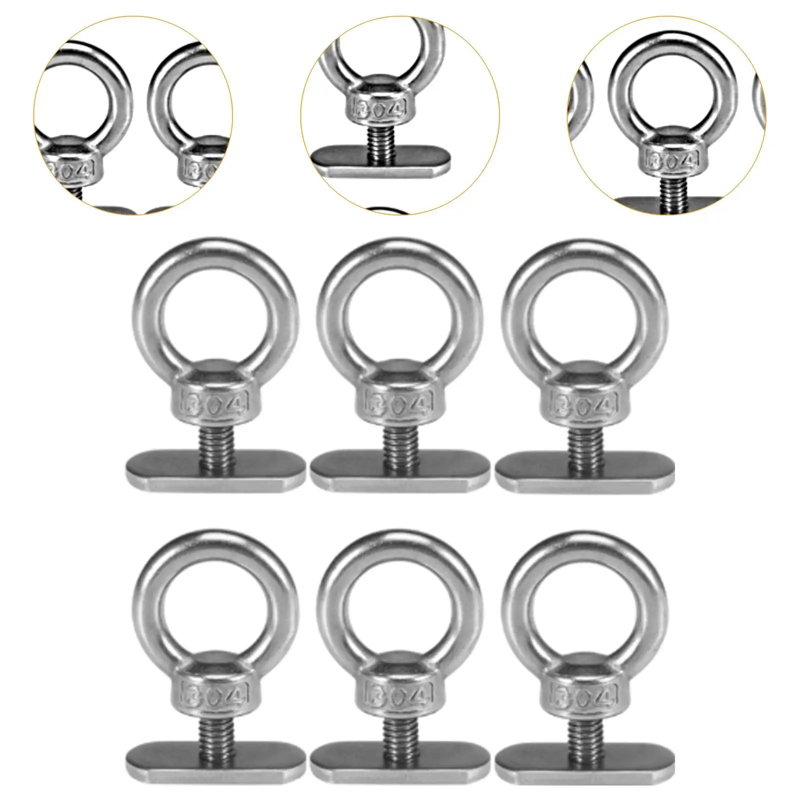 6x Kayak Track Mount Tie Down Eyelet Track Screw Repair Hold Your Bungee Cord or Ropes Hardware Boat Tie Down Eyelet Rail