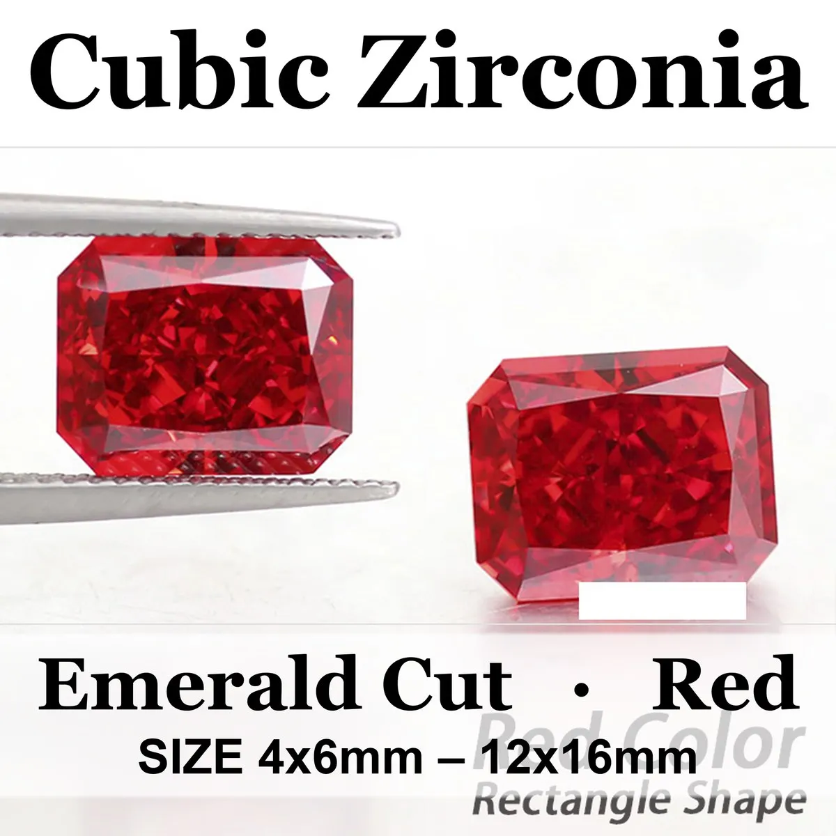 Cubic Zirconia Crushed Ice Cut Rectangle Shape Red Color Charms Loose Stones Used for DIY Jewelry Making Inlay Main Materials
