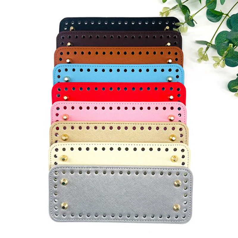 【B】8*20cm Handmade Oval Bottom For Knitted Bag PU Leather Wear-Resistant Accessories Bottom With Holes DIY Crochet Bag Bottom