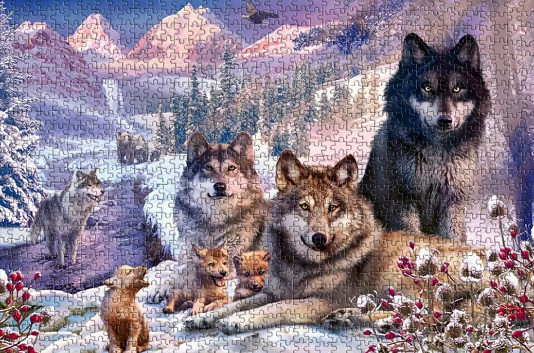 

A family of wolves The wooden puzzle 1000 pieces ersion jigsaw puzzle white card adult children's educational toys