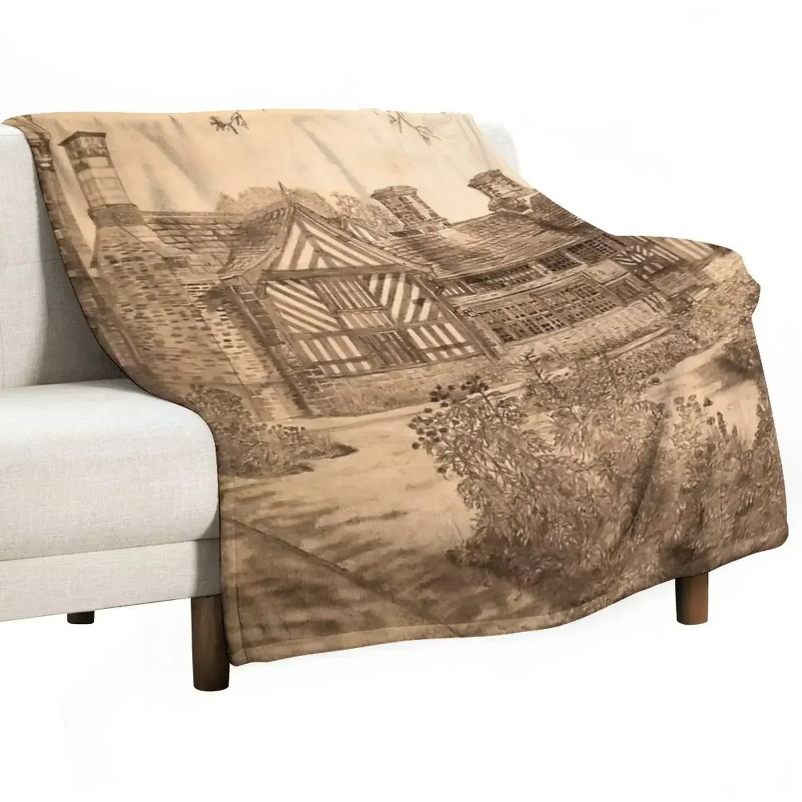 Shibden Hall Drawing Throw Blanket Warm Decorative Beds Kid'S Picnic Sofas anime Blankets