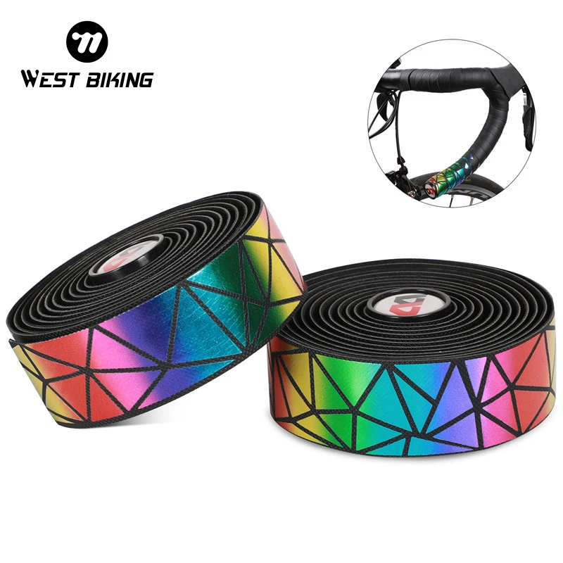 WEST BIKING Bicycle Handlebar Tape With Bar Plug 2Pcs Lightweight Sticky PU EVA Breathable Anti-slip Road Bike Grips Tape Straps