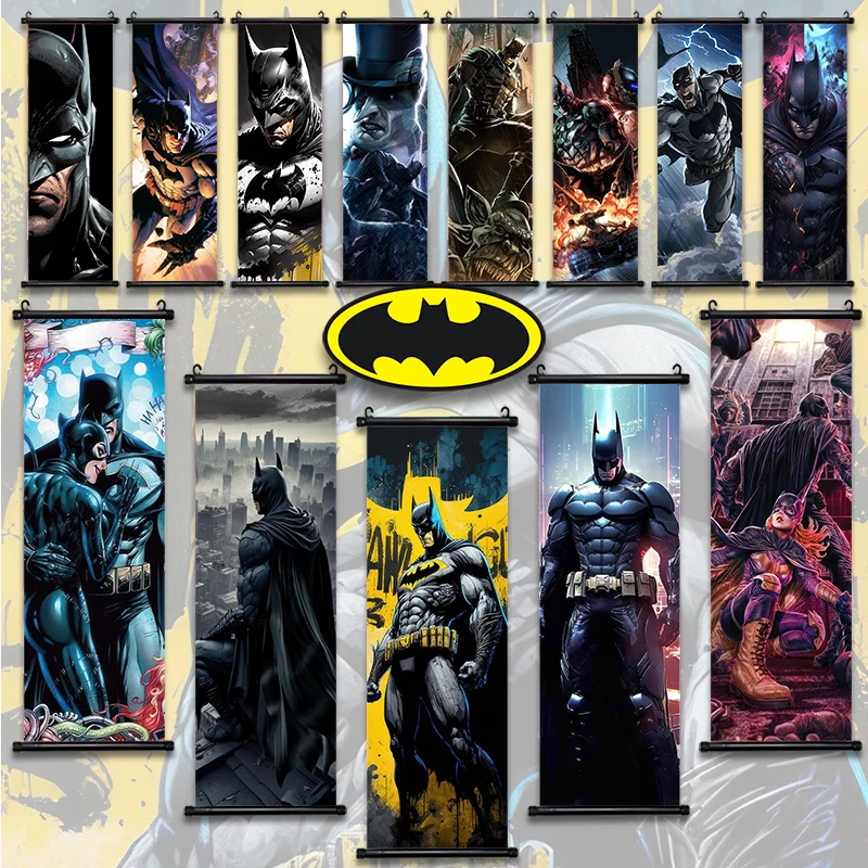 DC Batman Hanging Scroll Poster Movie Wallpaper Wall Artwork Canvas Painting Home Decoration Art Print Bedroom Decor Gift