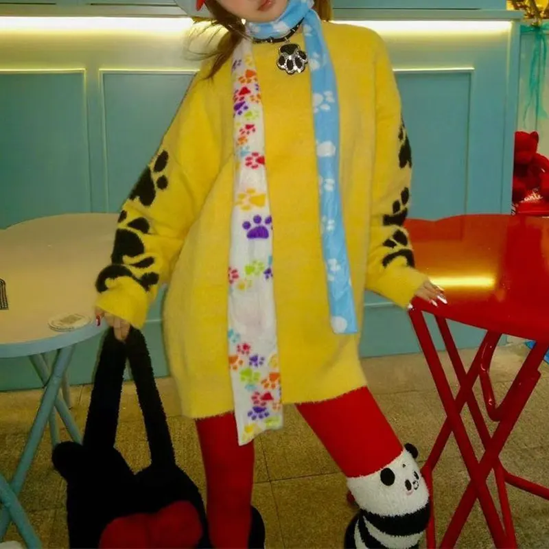 Odzież damska streetwear, luźne swetry z okrągłym dekoltem w stylu vintage, z długim rękawem, na jesień i zimę, hotsweet, stylowe swetry dzianinowe.