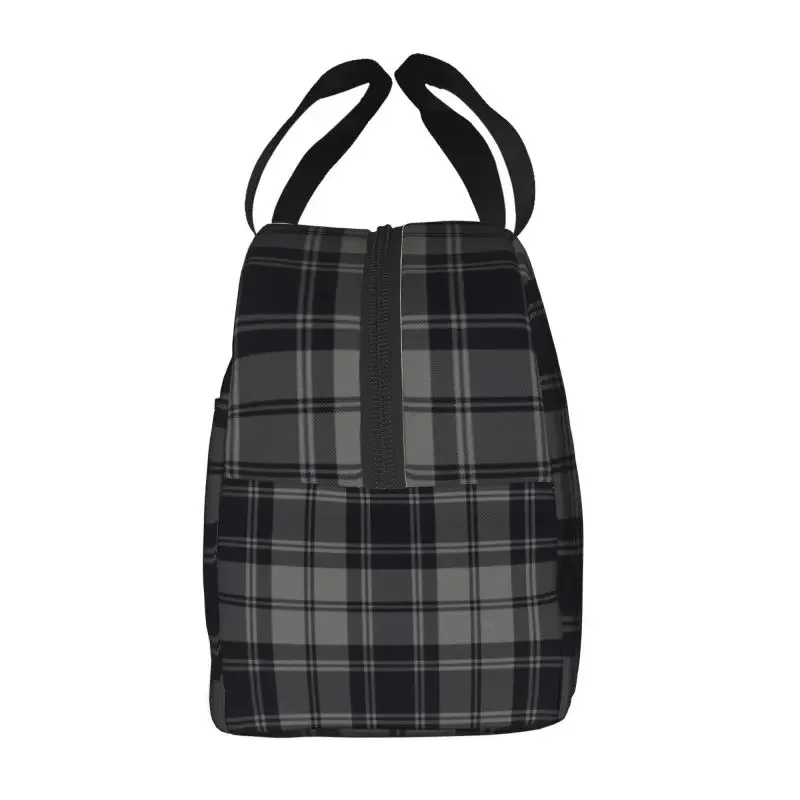 Douglas Gray Modern Tartan Plaid Pattern Insulated Lunch Bag for Women Portable Scotland Thermal Cooler Lunch Tote Office Picnic