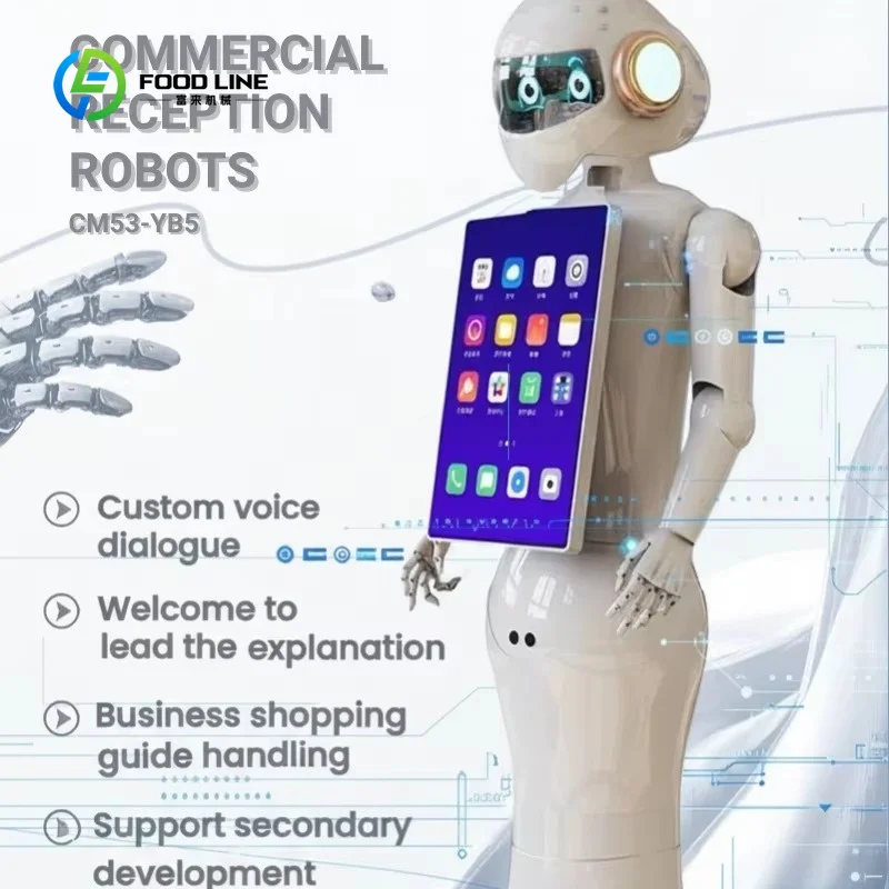 Customized Office Welcome Robot Face Recognition Intelligent Dialogue Auto Obstacle Avoidance Lidar Navigation 19-inch Screen