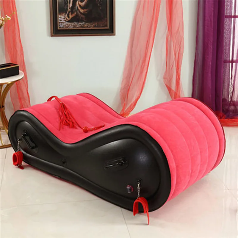 Cama inflable personalizada de PVC azul y rojo de simplicidad moderna, cama inflable de aire sexual