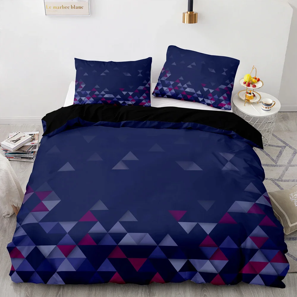 Blue Glowing Grid Bedding Set Grid Duvet Cover Quilt Cover King Size 150x200 150x220 200x200 200x220 200x230cm