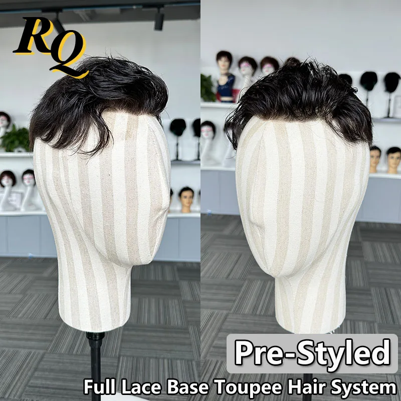 

Pre-Styled Full Swiss Lace Base Toupee Breathable Male Capillary Prothesis Hair Toupee For Men Human Hair Systems Unit Men's