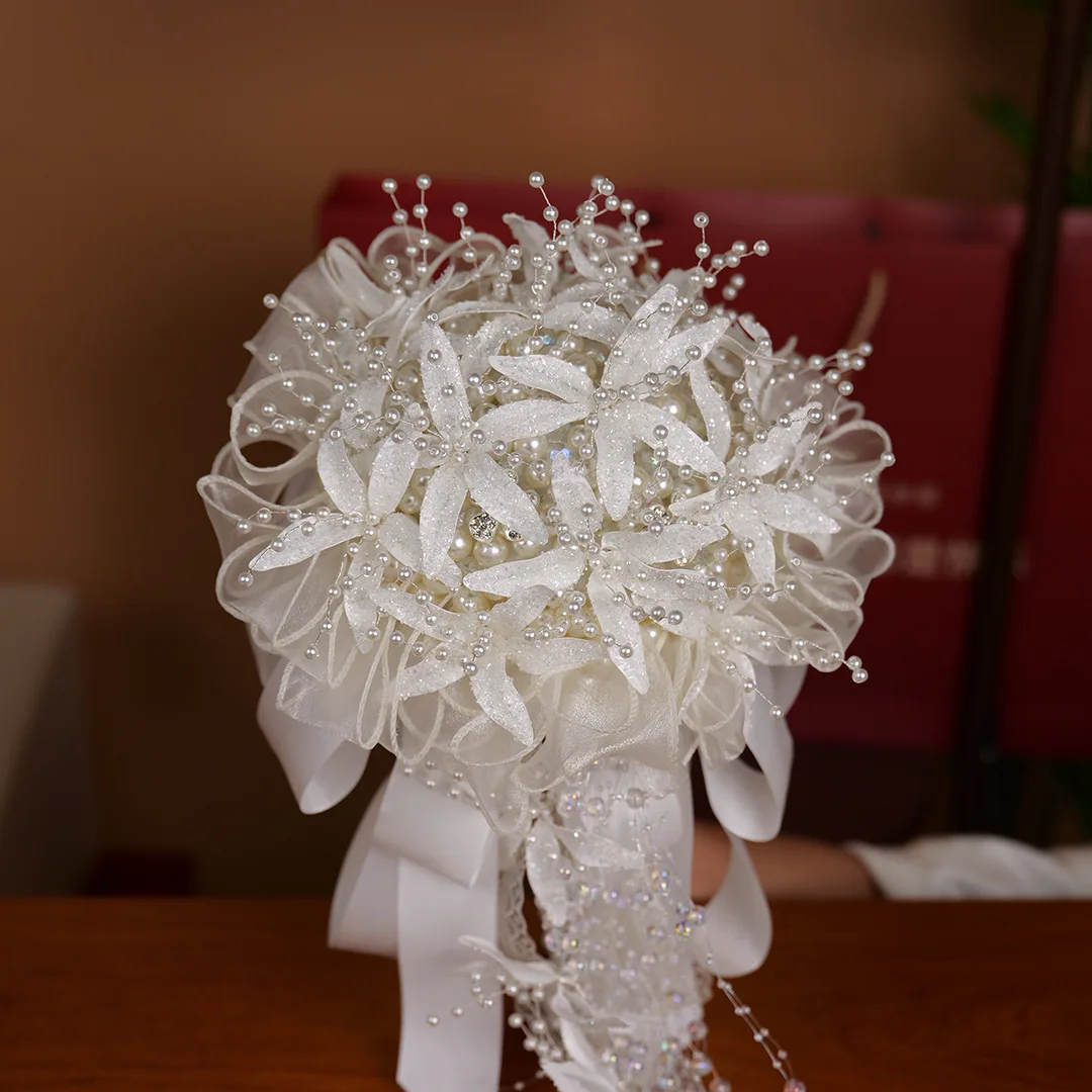 

Bridal wedding pearl bouquet wedding dress finished wedding gift handmade DIY homemade high-end bouquet