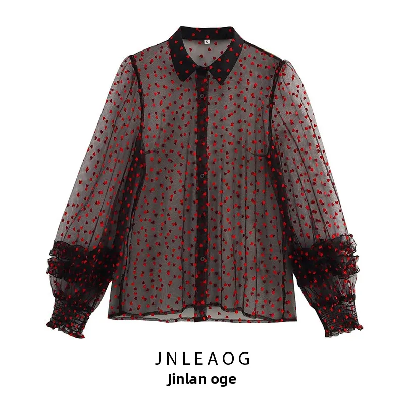 

ZBZA Весенний новый женский модный дизайн, бархатная сетка Bubble Sve irt, свободный крой, длинный воротник све, цельный комплект на пуговицах