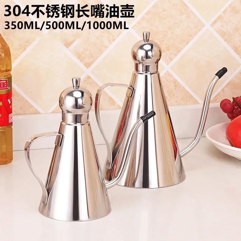 for 304 Stainless Steel Oil Pot Leak Proof Long Mouth Oil Bottle Household Vinegar Pot Large Capacity Oil Tank Soy Sauce Pot
