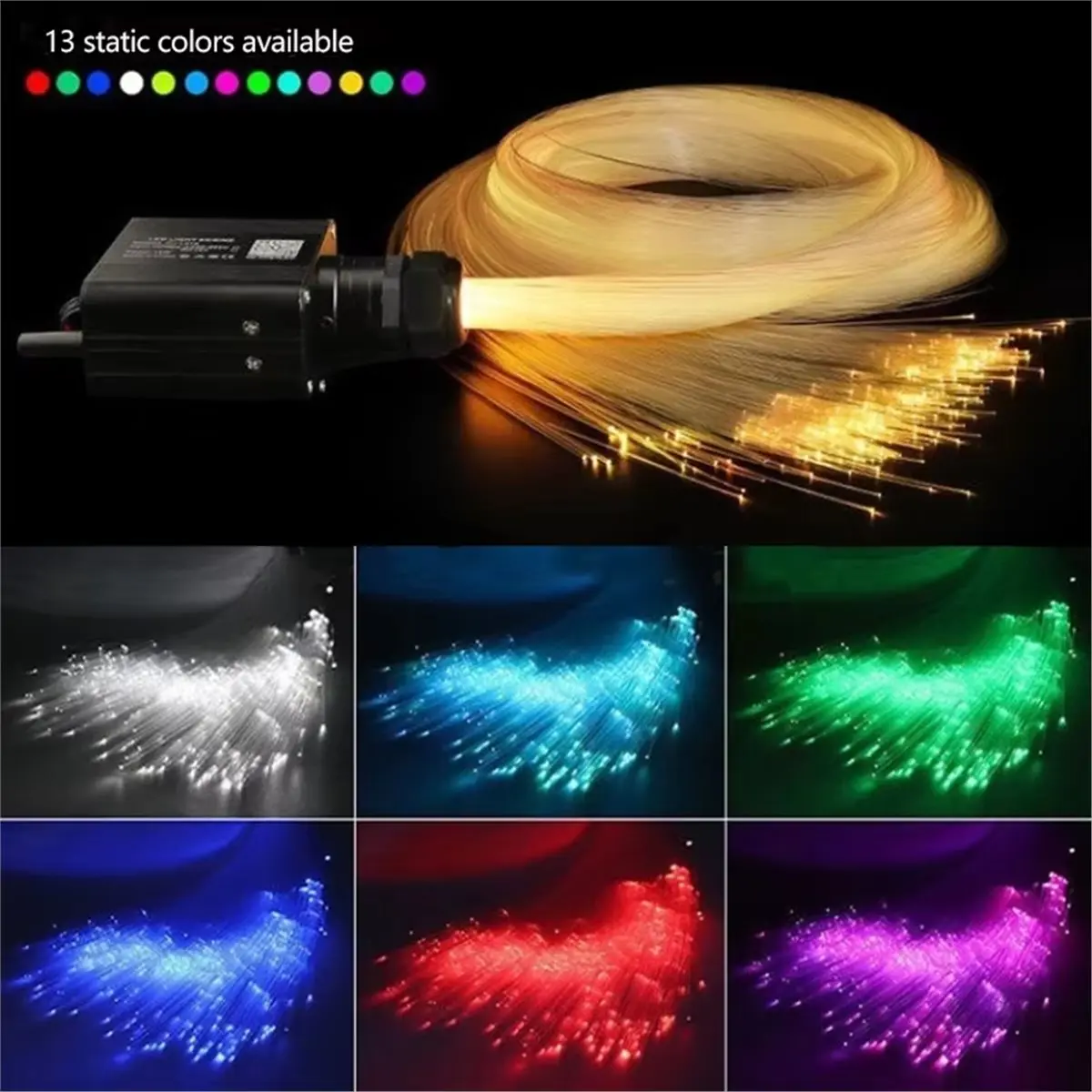Car Atmosphere Lamp Fiber Optic Lights Starry Sky Light Auto Home 8 Colors Music Control Up To 26W With 2Mx 500 Strips