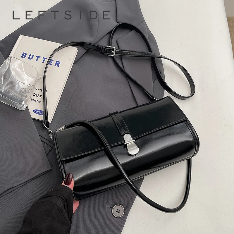 

LEFTSIDE Design Small PU Leather Shoulder Bags for Women 2025 Y2K Luxury Trend White Crossbody Bag Female Handbags and Purses