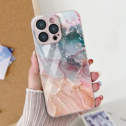 Marble Pattern Phone Case For iPhone 17 16 Pro Max Case iPhone 15 13 11 12 14 Pro Max Air 16e XR XS 7 8 SE Tempered Glass Cover