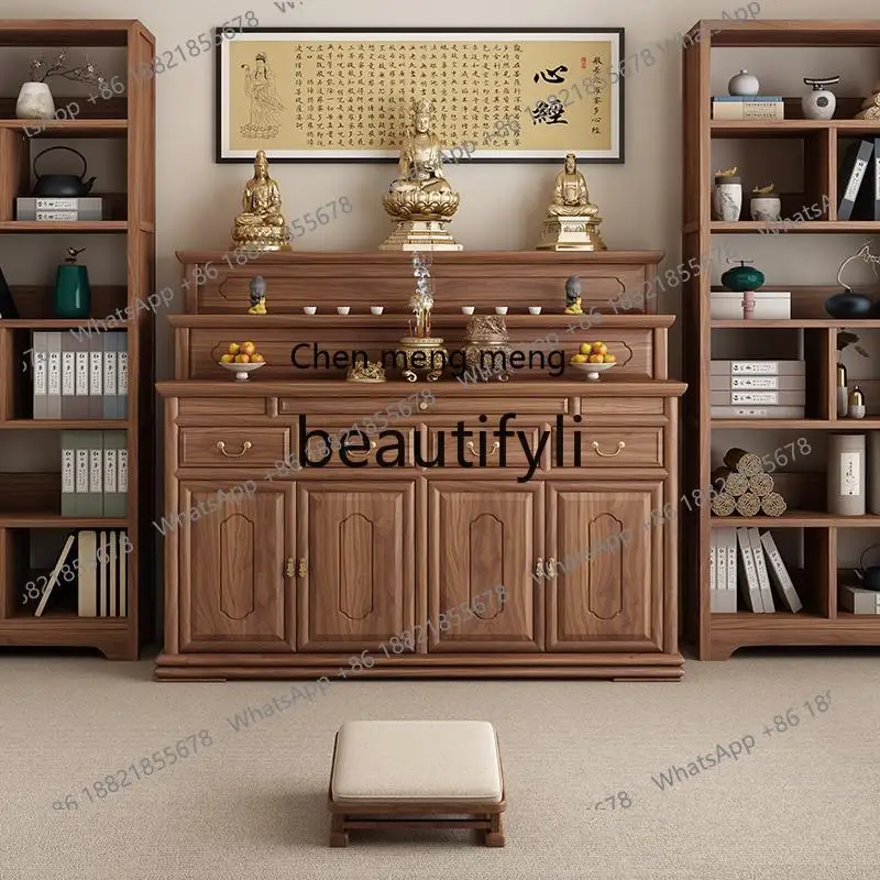 Hot sales Shentai cabinet Buddhist niche vertical cabinet offering table Buddhist household rural solid wood central hall offeri