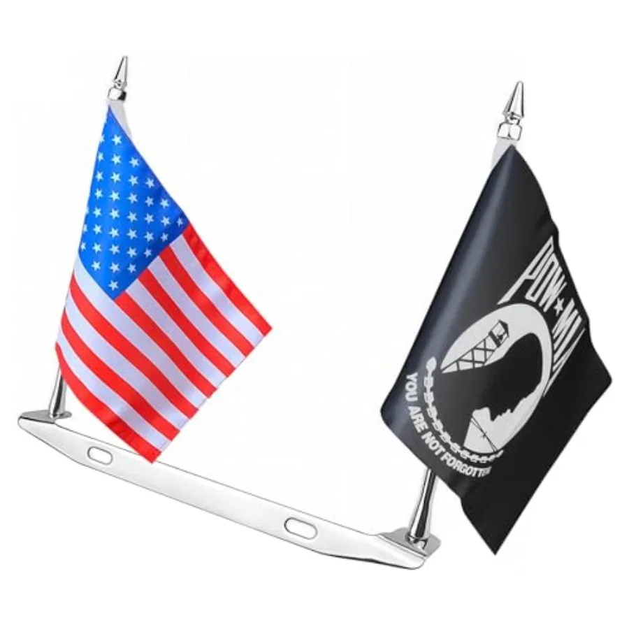 

Держатель для двух флагов на мотоцикл: американский флаг + флаг POW MIA