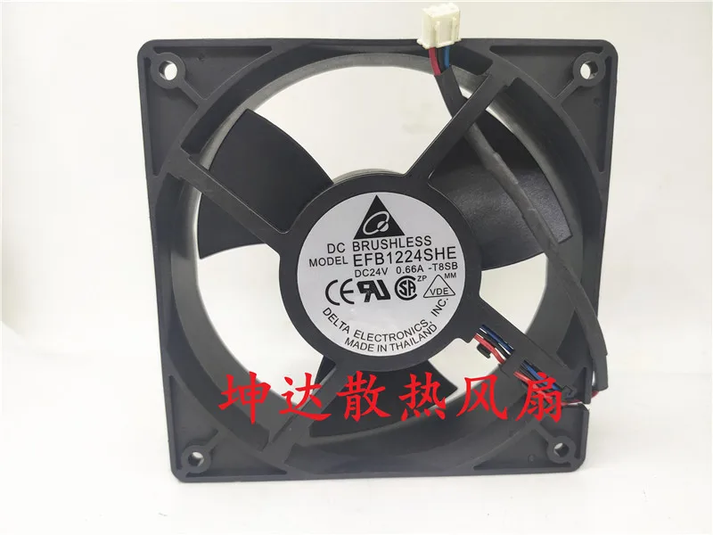 

Delta Electronics EFB1224SHE T8SB DC 24V 0.66A 120x120x38mm 3-Wire Server Cooling Fan