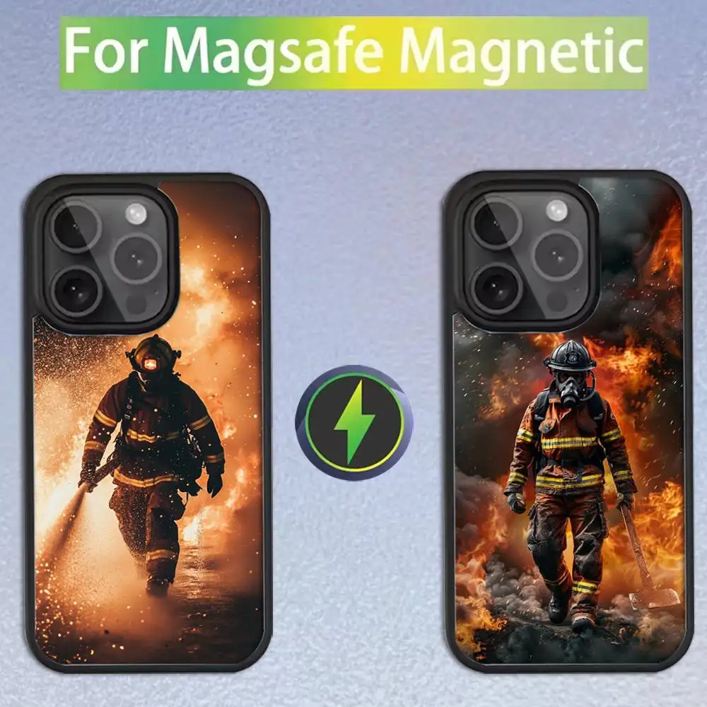 

Fireman Firefighter Phone Case For iPhone 16,15,14,13,12,11,Pro,Max,Plus,Mini,SE Magsafe Magnetic Wireless Charging