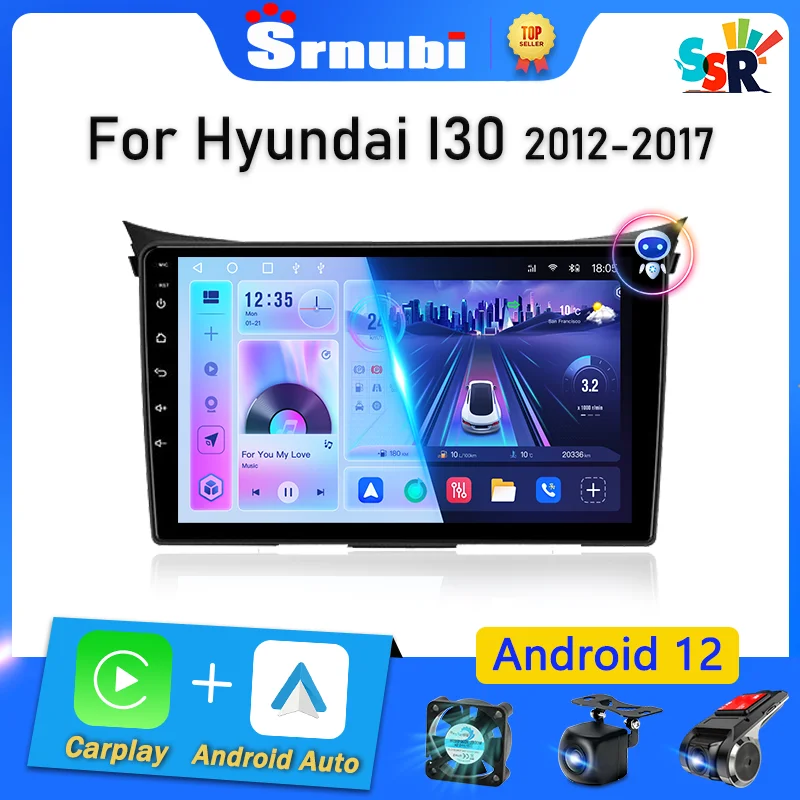 Srnubi 2 Din Android 12 Car Radio Hyundai I30 Elantra GT 2012 2013 2014 2015 2016 Multimedia Player Carplay Auto Stereo GPS DVD
