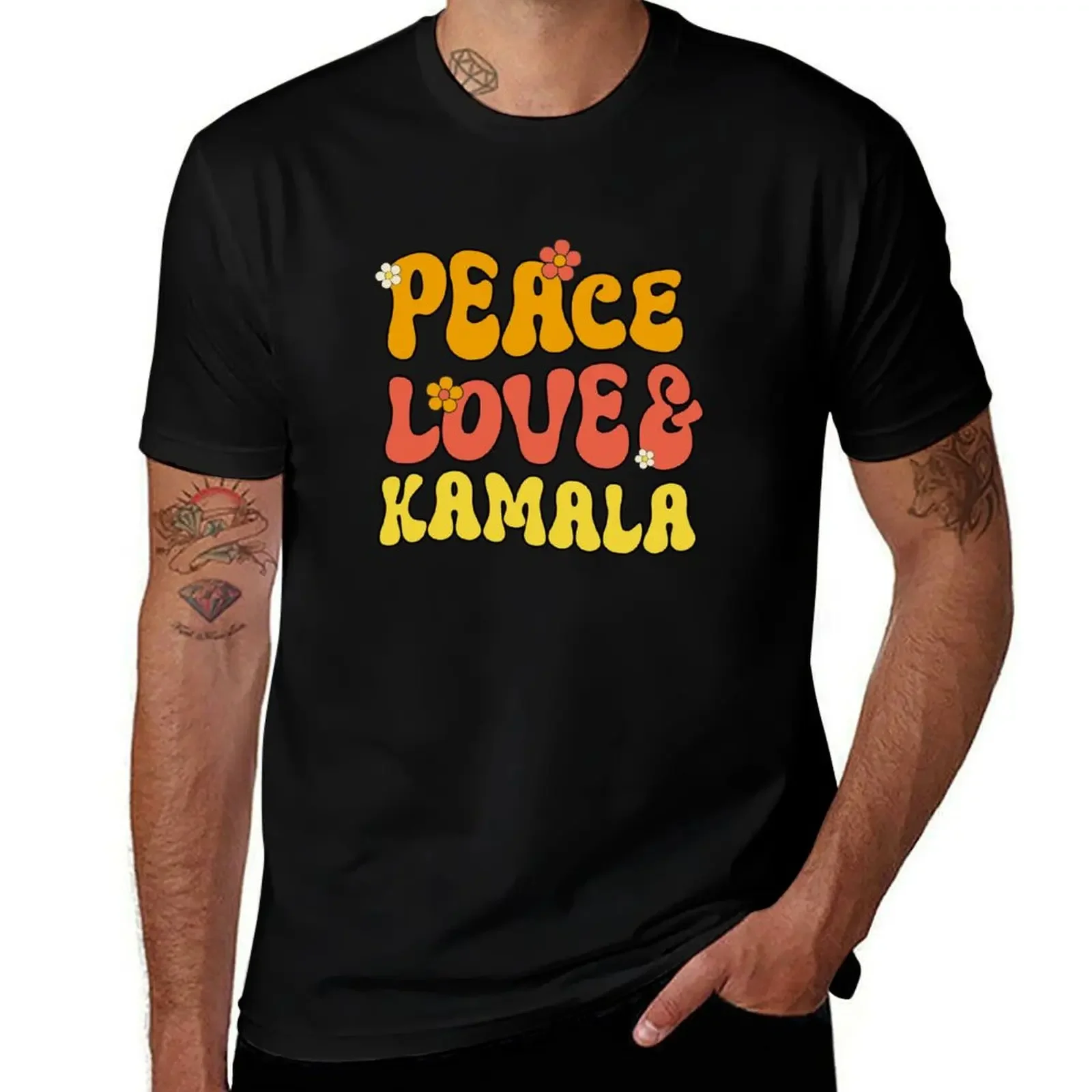 

Peace Love and Kamala Harris T-Shirt shirts graphic graphic tee shirt plain mens funny t shirts