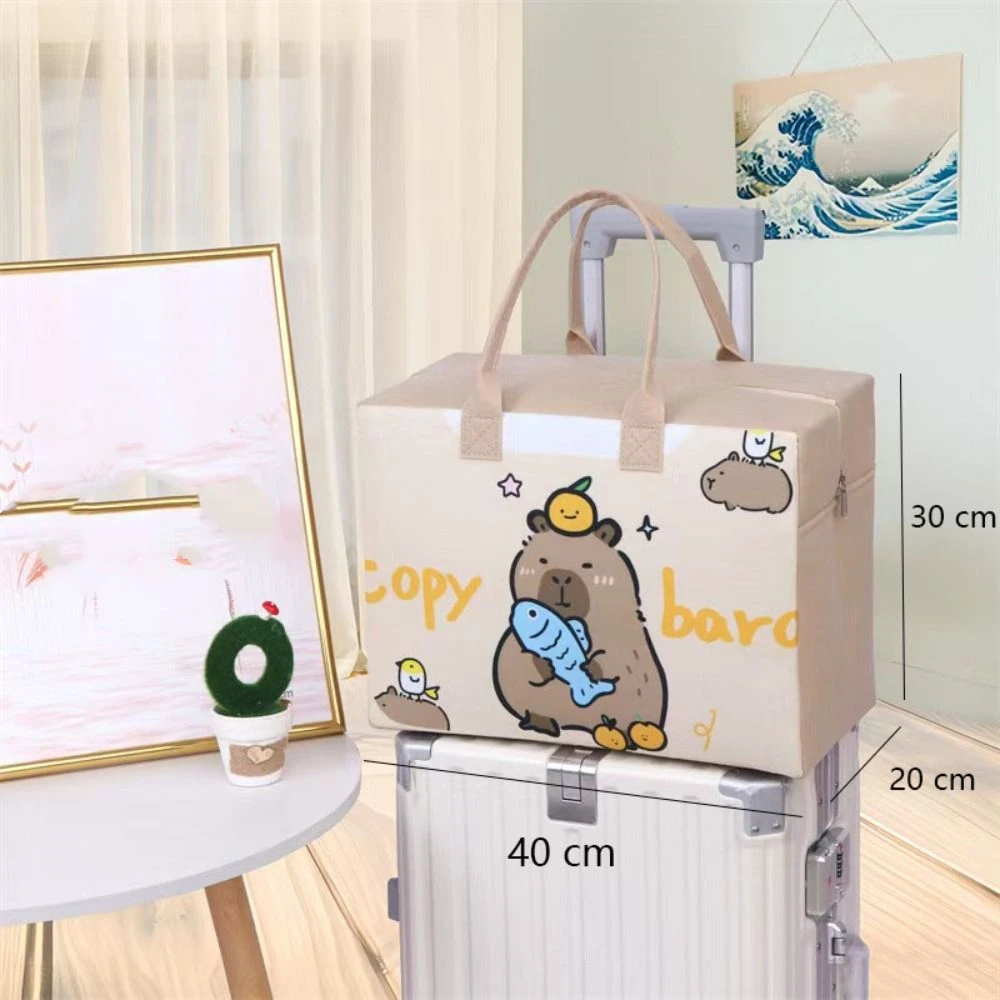 Cute Portable Capybara Felt Travel Bag Large Capacity Panda Duffel Bag Shoulder Bag Luggage Tote Bag Women