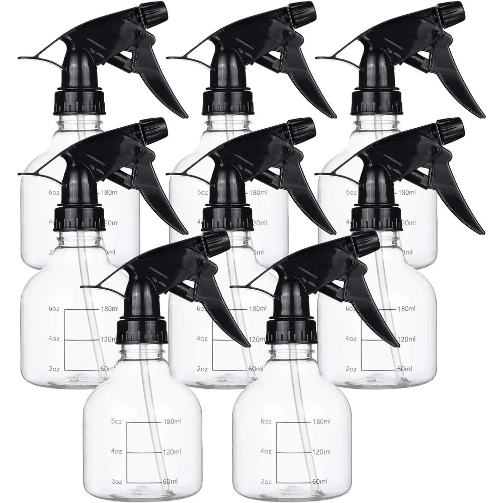 8 pcs 8.5oz Large Plastic Spray Bottles Heavy Duty Spraying Bottles with Measurement and Black Trigger Sprayers for Cleaning