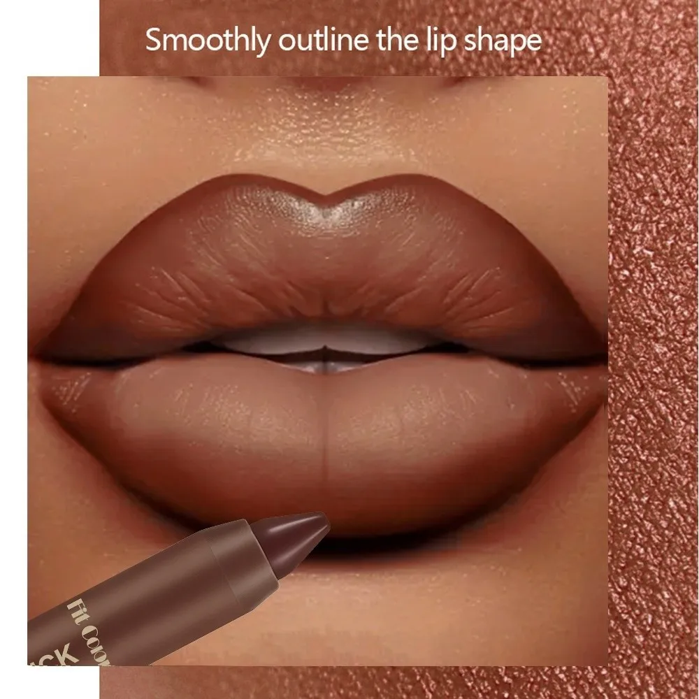 Chocolate Tone Matte Lip Liner Pencil Waterproof Non-stick Cup Lip Contouring Pencil Soft Velvet Long Lasting Lipstick Pen