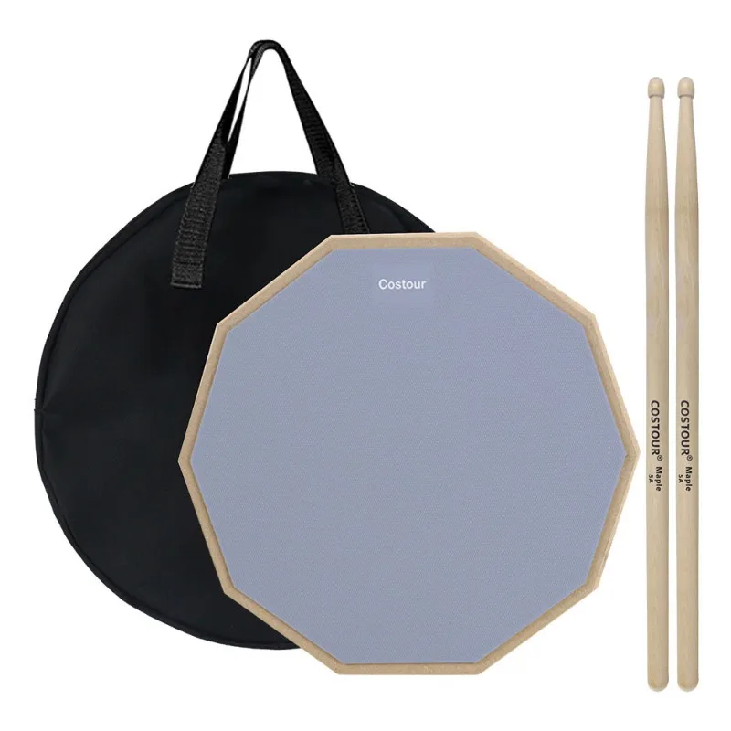 

12-Inch Dumb Drum Pad Small Set with Maple Drum Stick Portable Portable Dumb Drum Bag Three-piece Set,suitable for Beginners